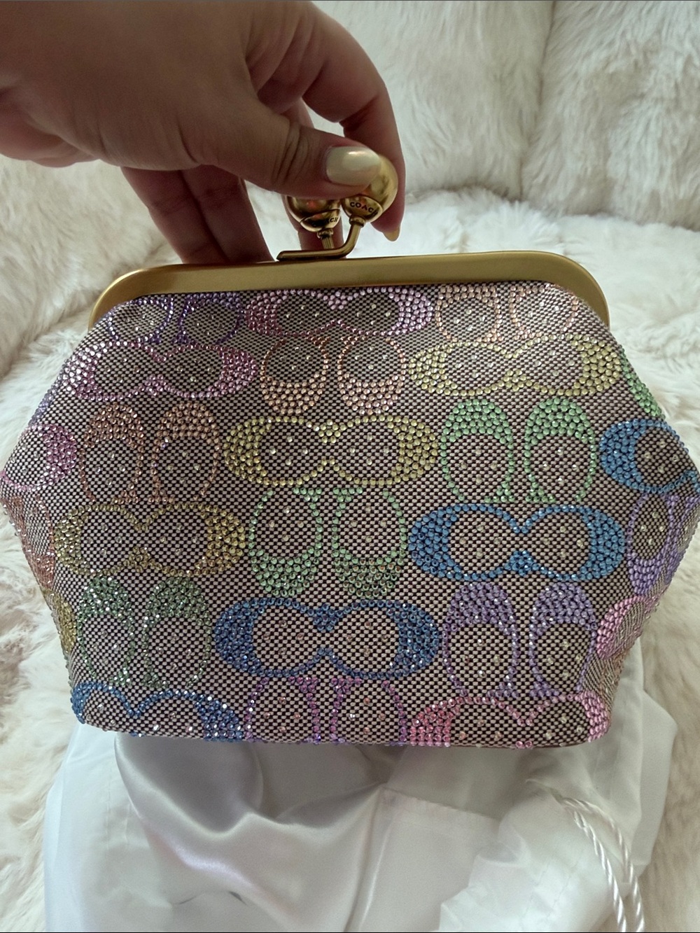Coach Kisslock Frame Bag 16 In Crystal Signature Jacquard - Picture 6 of 14